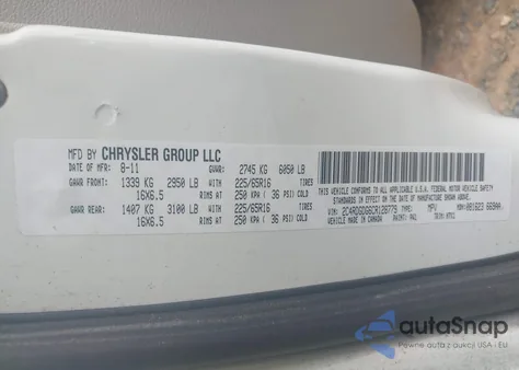 2012 Dodge Grand Caravan Crew z USA, uszkodzony, nr VIN 2C4RDGDG6CR128779